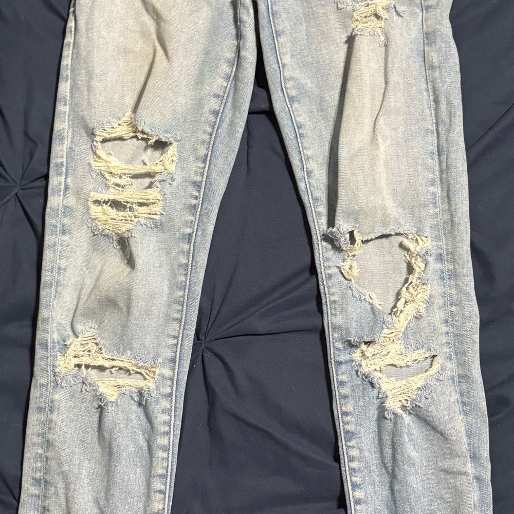 American Eagle Outfitters Light Blue Ripped Skinny Jeans
